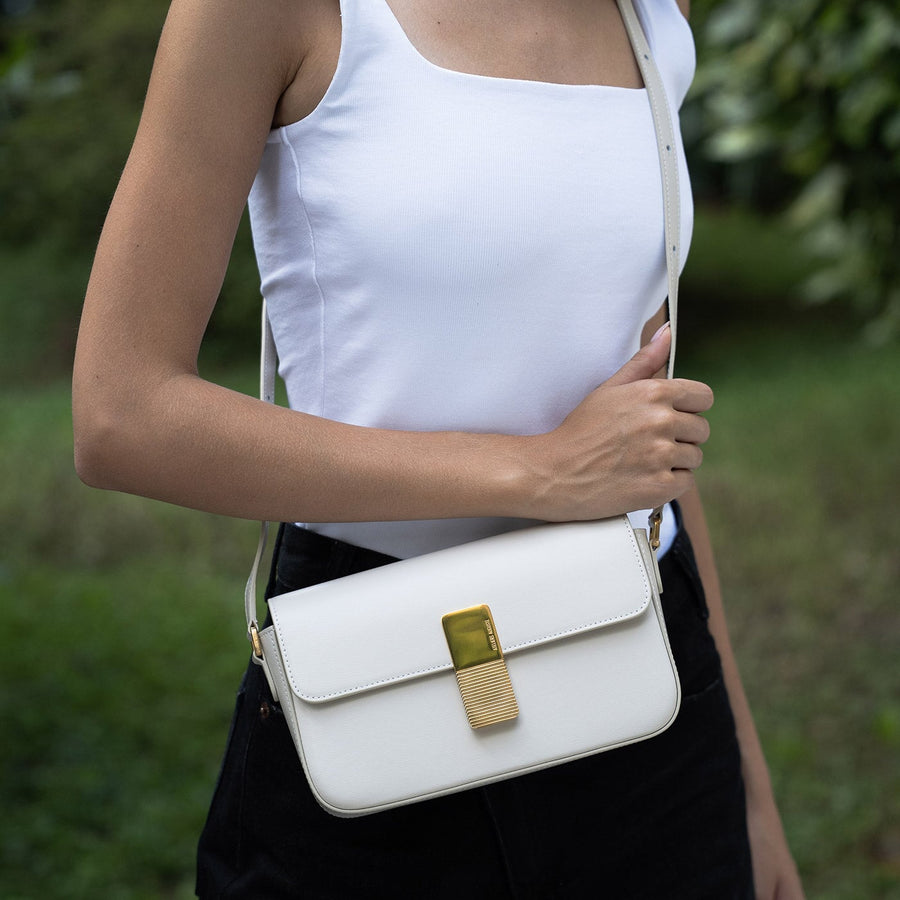 Monceau Baguette Gold Edition - Cuir Box Blanc Cassé Ateliers Auguste