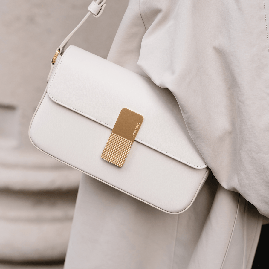 Monceau Baguette Gold Edition - Cuir Box Blanc Cassé Ateliers Auguste